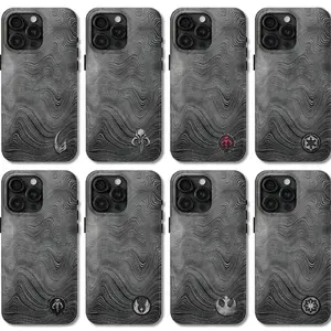 "Beskar Emblem" Series Phone Cases — Mandalorian Beskar Steel Edition (Iconic Silver Finish); compatible with iPhone 11–17 Pro Max/Plus and Samsung Galaxy S23–S25 series.
