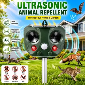 A solar-powered rodent repeller featuring waterproof ultrasonic lights, USB Charging to deter outdoor pests, ideal for farms, orchards and gardens, Electronic Pest Repellent