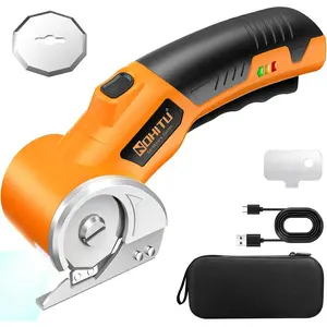 Cordless Electric : 4V Rechargeable Rotary Cardboard , 3000mAh , with LED Light & Safety Lock, 2 , Electric Box  for Fabric Carpet Carton Plastic Leather Cloth(Yellow)