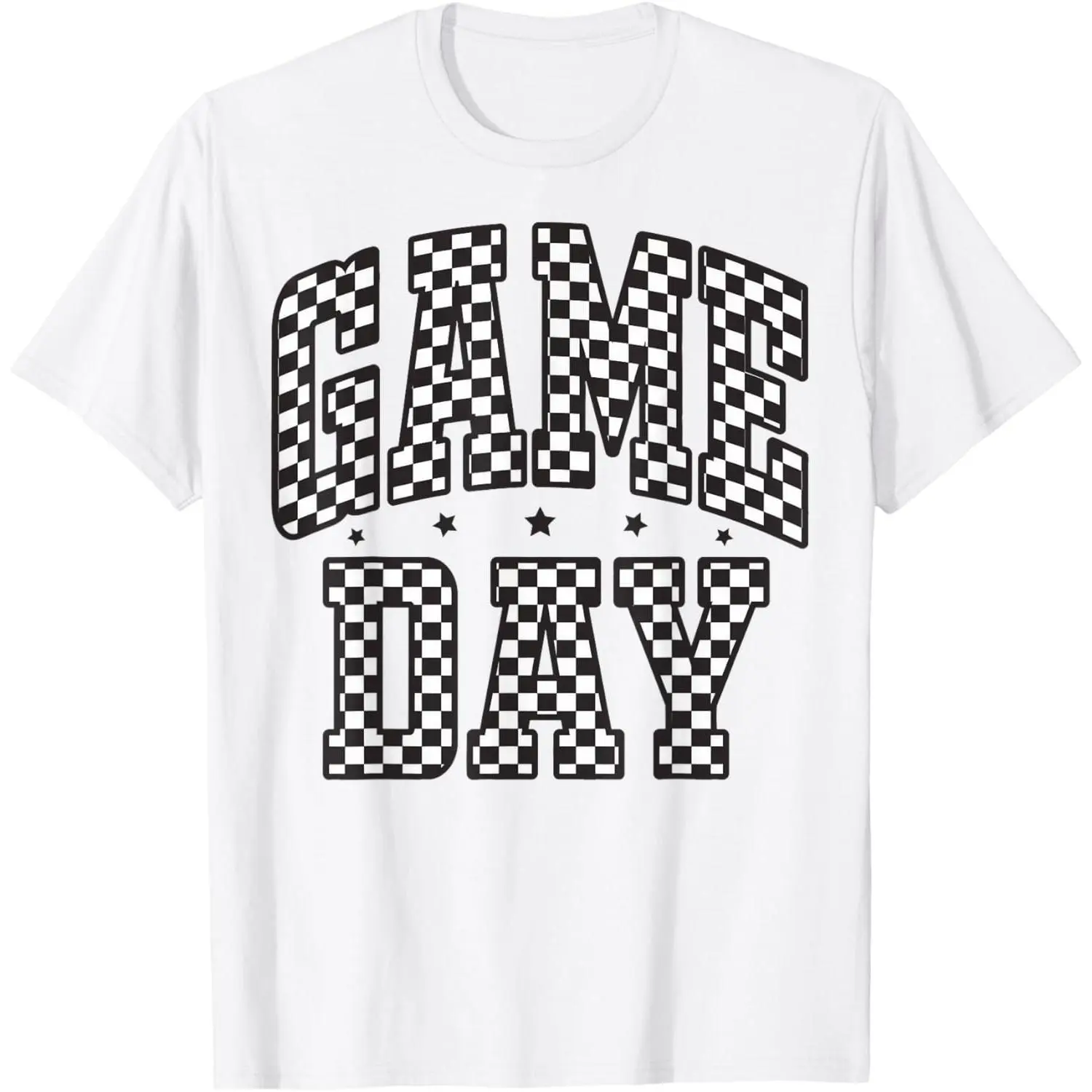 Funny Checkered Game Day Football Black White Gift Women T-Shirt
