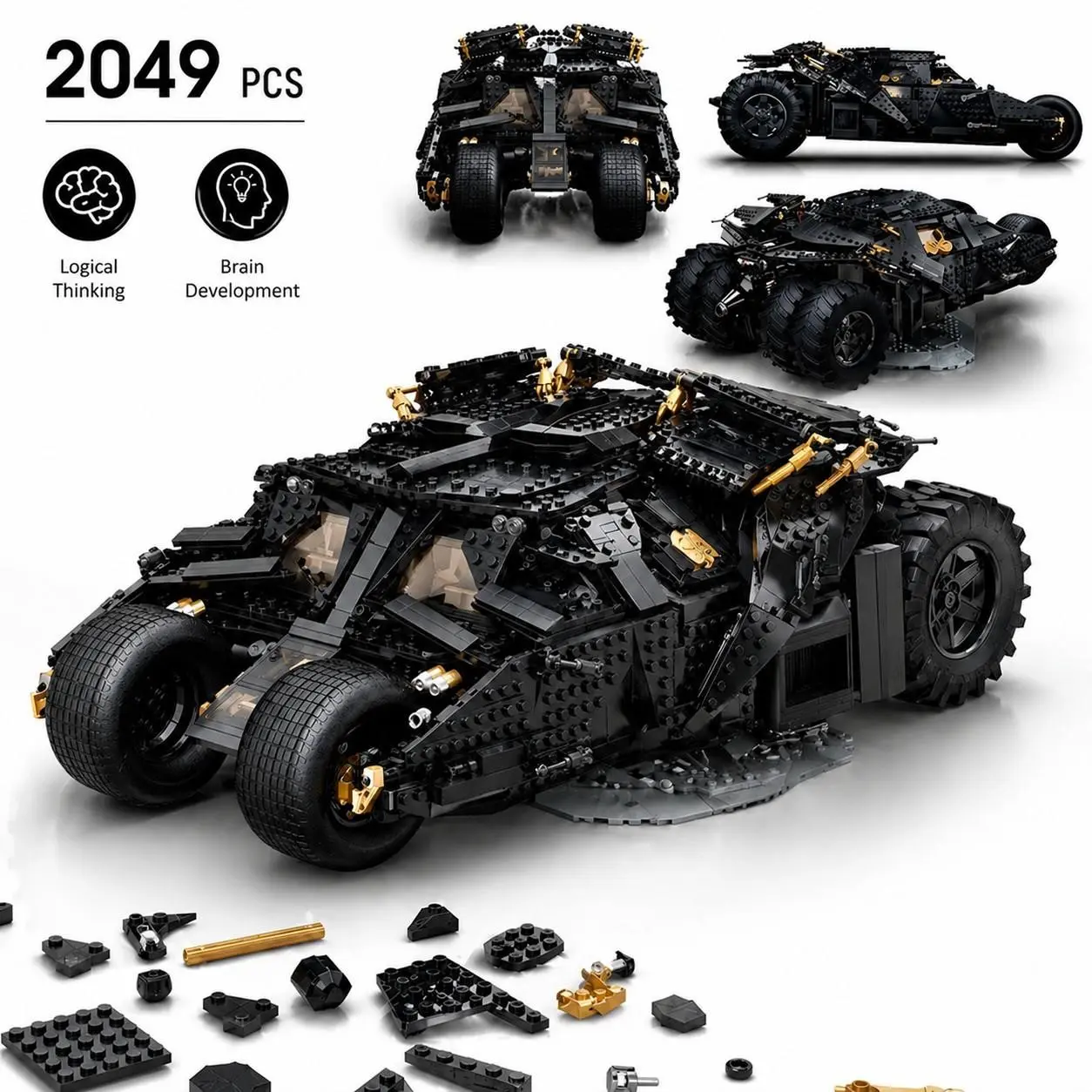 2026 In Stock 2049pcs Chariot Dark Knight Batmobile Compatible 76240 Model Building Blocks Bricks Set Toys Gifts for Children Creative Building Blocks