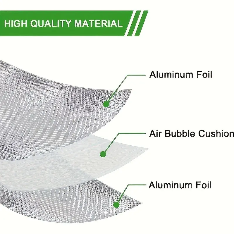 Aluminum Foil Insulation Roll, Thermal Reflective Film, 5mm Thickness, Wall Insulation Material, Suitable for Greenhouses, Windows, Garages