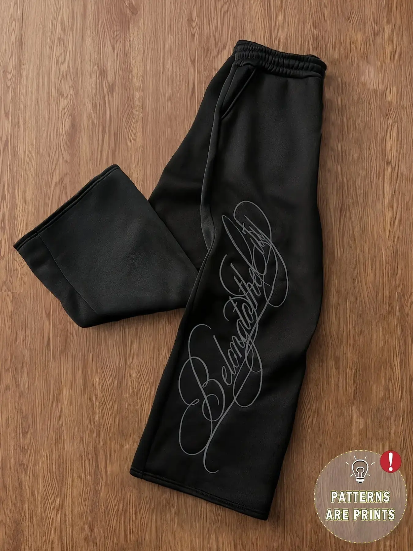 Men's Loose Straight Leg Sweatpants, Elastic Waist, Side Pockets, Cholo Script Print, Casual Streetwear, Spring Fall
