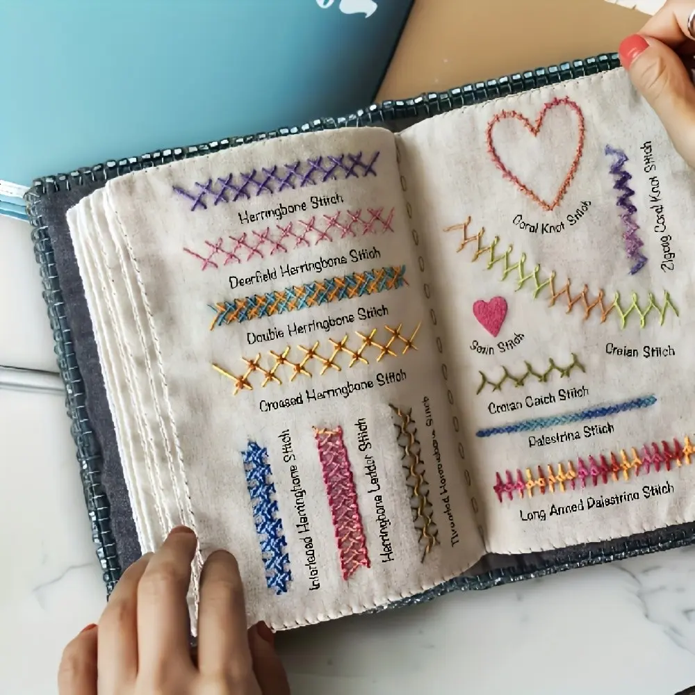 Embroidery Book Stitch Book DIY Stitch Book, Embroidery Sewing Book, Hand Embroidery Beginner Kit, Printed Patterns, Suitable for Beginners, Embroidery Craft