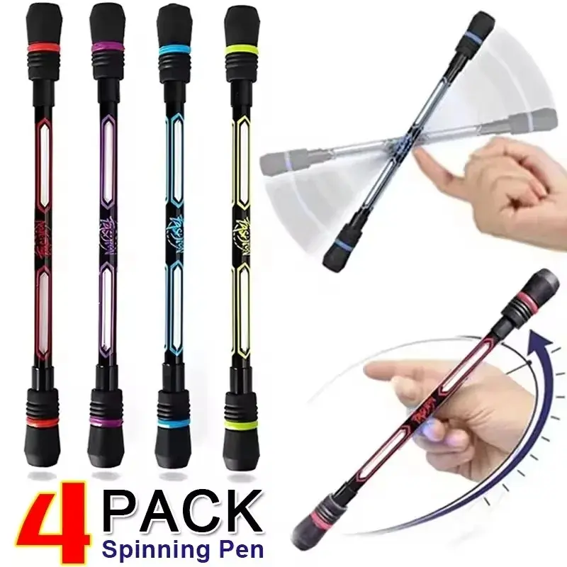 1/2/4 Pcs Spinning Rolling Finger Rotating Pen Gaming Trick Pen Stress Releasing Brain Training Toys for Kids Adults Students