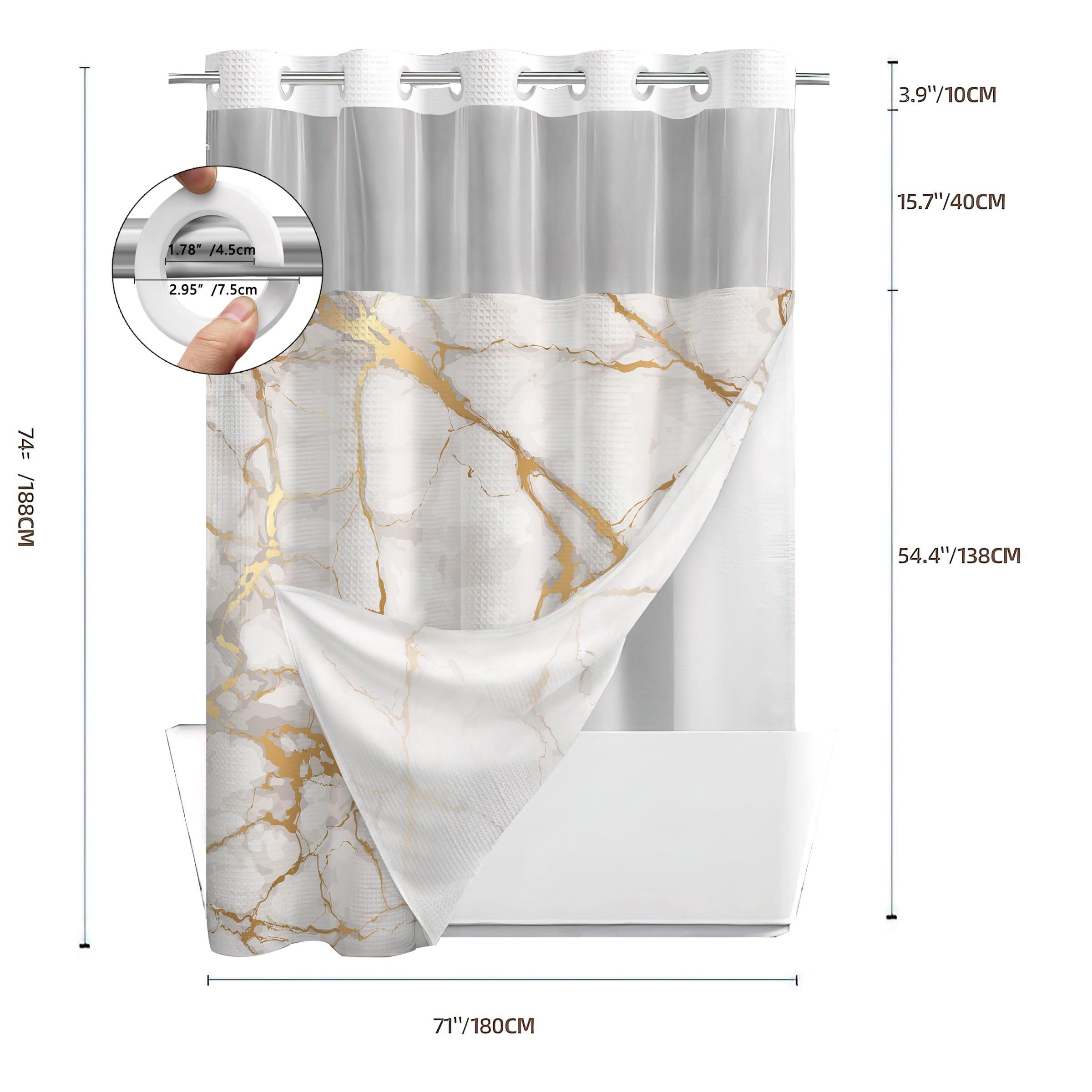 Marble Pattern Shower Curtain, Waterproof Bathroom Curtain with 12 Hooks, Bathroom Decor Supplies for Home, Hotel, Salon, Dormitory, Bathroom Accessory