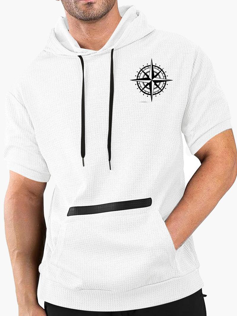 Men's Regular Fit Hoodie Tee, Casual Comfy Hooded Short Sleeve T-Shirt for Summer, Fashion Men's Top for Daily Wear