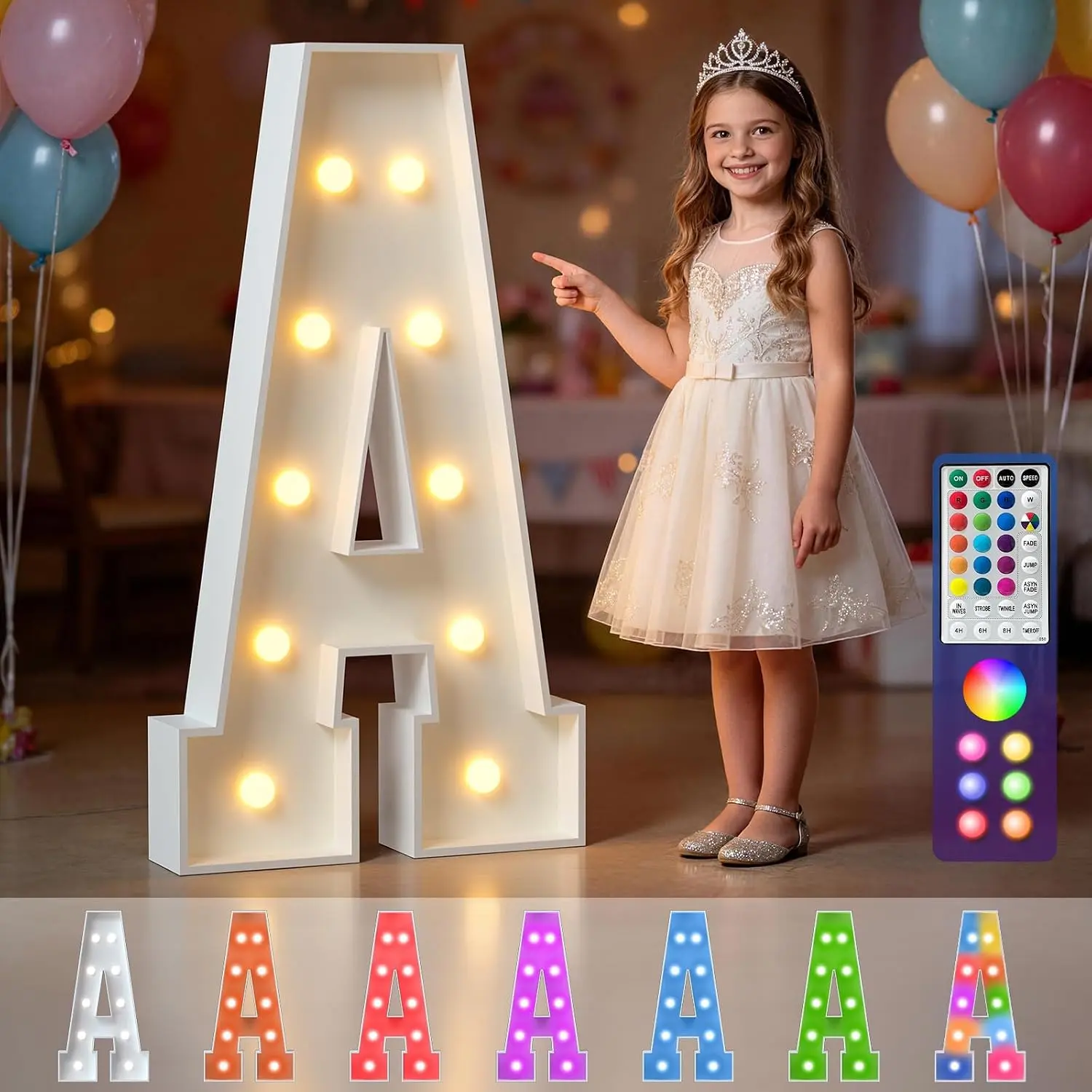 4ft Foam Board Light-Up Sign - Color-Changing LED Letter A, Letter M, Number 9, 18 Colors, Festive Decor for Birthday, Wedding, Glow Party (Home & Party Supplies)