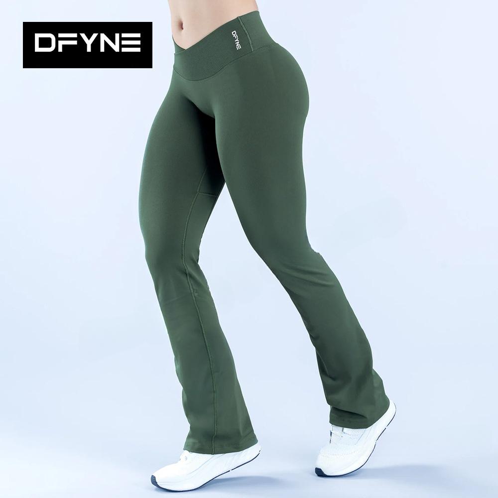 2026 DFYNE Vision Flare Leggings  Full Matte Nylon Crossover V-Waist + Butt Lift – Seamless Yoga Gym Pants!