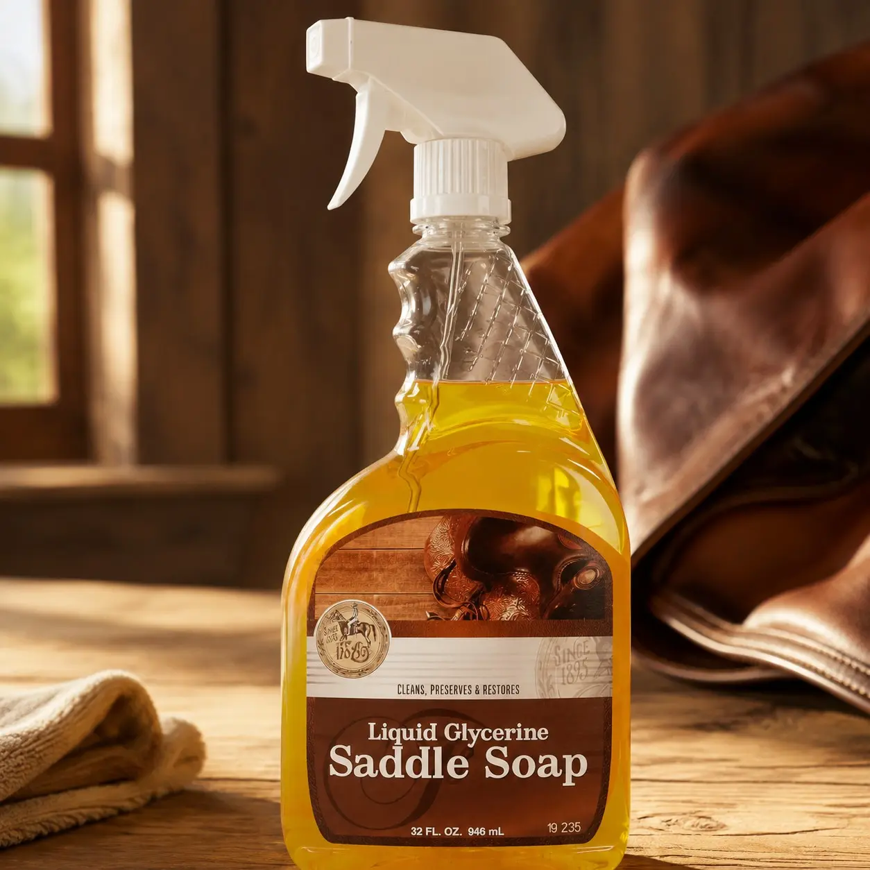 Liquid Glycerine Saddle Soap for Leather (32 oz) - Smooth Leather Cleaner & Conditioner to Soften, Protect & Restore Leathercraft - for Car Seat, Couch, Shoe, Purse, Boot, Bag & SaddlesGift
