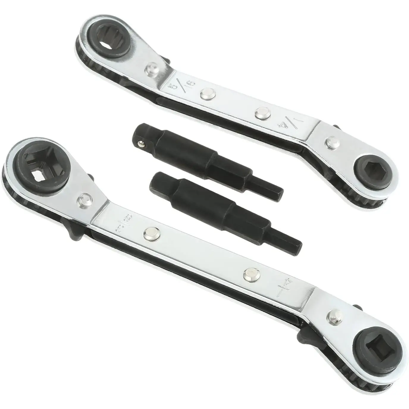 Hvac Service Wrench Tools Air Conditioner Valve Ratchet Wrench | 3/16” to 3/8” 5/16'' x 1/4'' with 2 Hexagon Bit Adapter Kit for Air Refrigeration Tools and Equipment Repair Tools Clearance