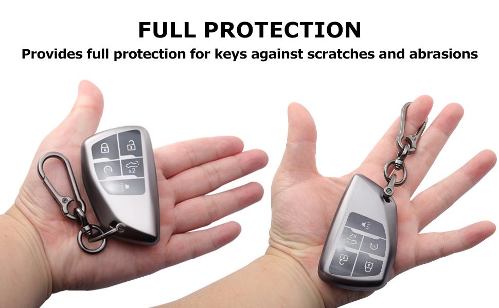 2-Pack Key Fob Cover Fits 2022 2023 2024 2025 2026 GMC Sierra, Chevy Silverado 1500/2500HD/3500HD, TPU 5-Button Case (Grey)