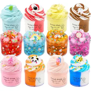 Slime Kit 12 Pack - 4 Jelly Cube Crunchy, 4 Butter, 4 Cloud Slime - Soft Stretchy Stress Relief Toy for Kids, Birthday Party Favors for Boys & Girls, Halloween, Classroom, Easter & Treat Bags