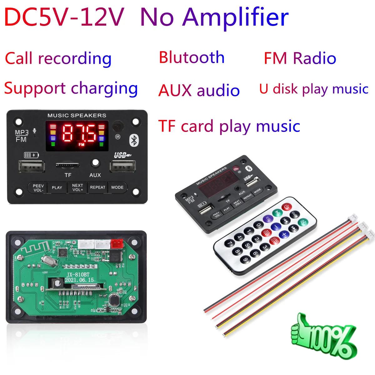 6V 12V Bluetooth 5.0 MP3 Decoding Board Module Wireless Car USB MP3 Player TF Card Slot USB FM with Microphone Handsfree control 6V 12V Bluetooth 5.0 MP3 Decoding Board Module Wireless Car USB MP3 Player TF Card Slot USB FM with Microphone Handsfree control