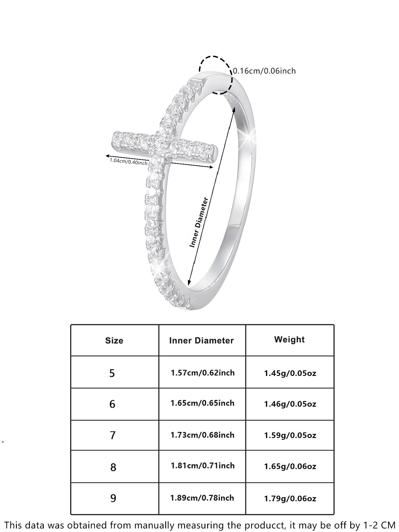 925 Sterling Silver Fashion Cross Design Cuff Ring, Adjustable Open Ring for Women & Girls, Trendy All-match Elegant Ring & Exquisite Jewelry for Birthday Gift