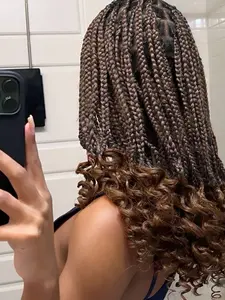3 Pcs 10 Inch Synthetic Box Braids Curly Ends Crochet Hair Thick Box Braided Hair Extensions For Women Daily Party 45 Strands