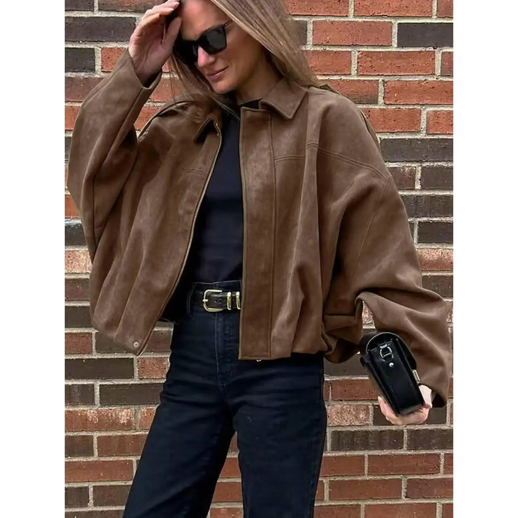 Women's New Aviator Jacket, Casual Zip Up Winter Jacket, Oversized Pilot Jacket Cropped Fit, 2025 Streetwear Short Jacket for Women, Womenswear