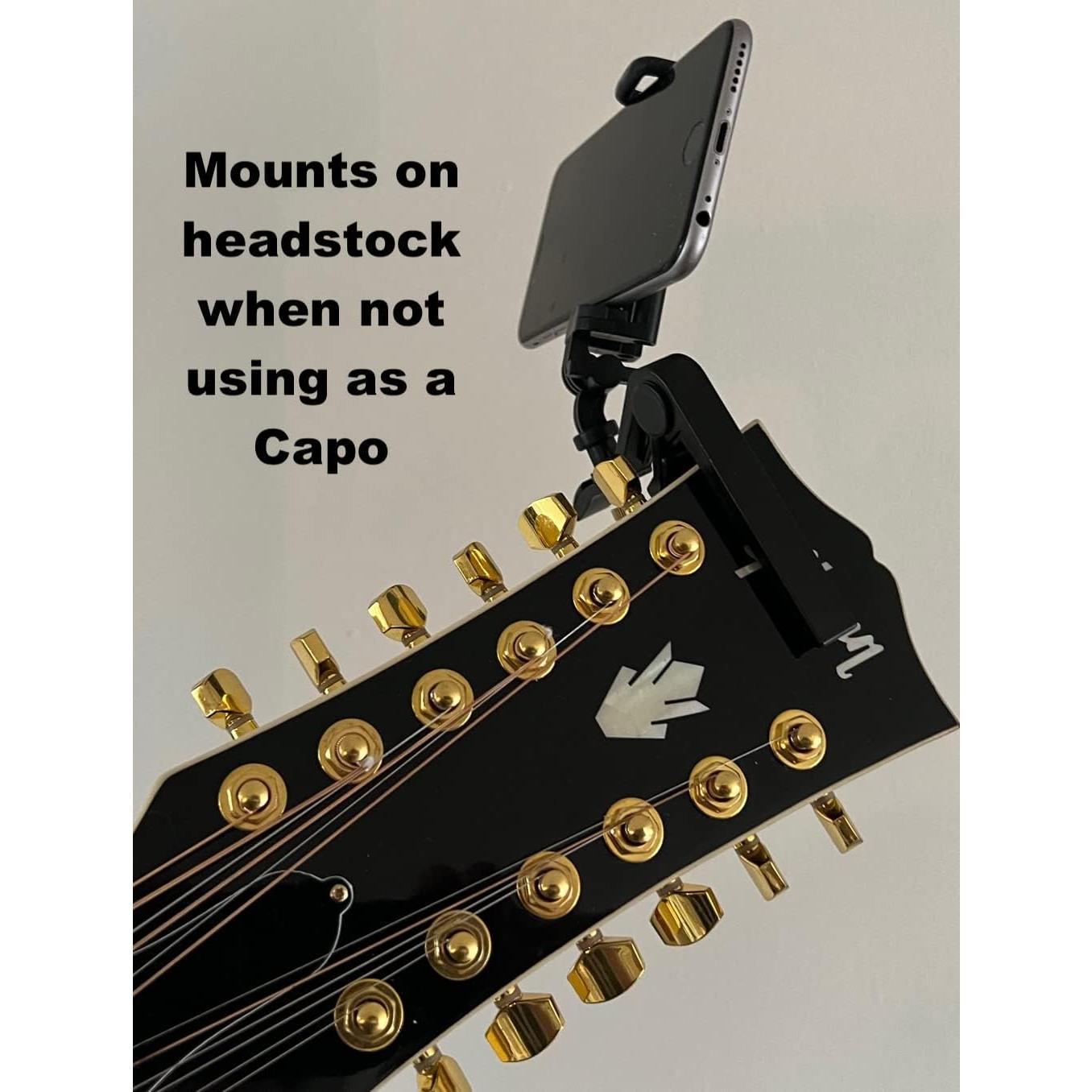 Smartphone Guitar Capo | Android and  Compatible Dock Headstock  Clamp | Cell Phone Holder Aid Musicians | Electric or Acoustic Guitars