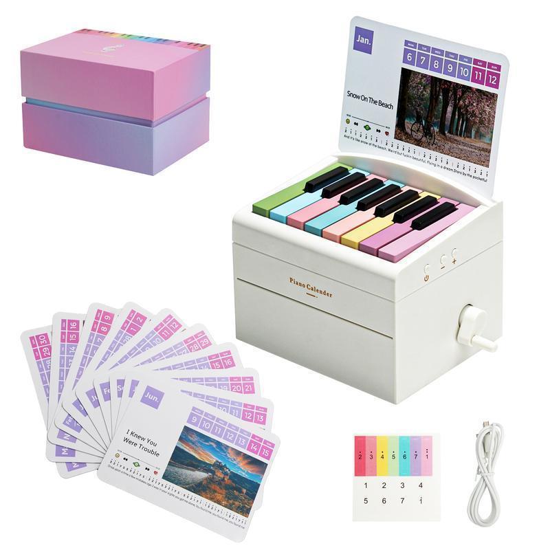 Playable Mini Piano Decor Set –  Music Calendar with 52 Sheet Music Cards & Reusable Note Cards, Creative Gift for Music Lovers