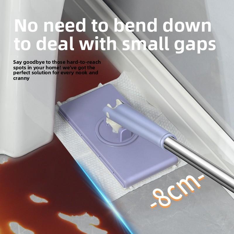 TikTok Hot-Selling Automatic Cloth-Clamping Bathroom Mop Household Cleaning Flat Small Mop Multi-Functional Face Towel Home Violet 91Cm1 [Bold And Thickened] Upgrad