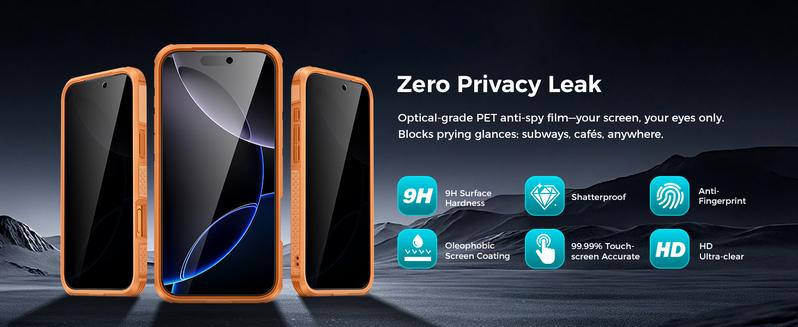 for iPhone 17 Pro Case with Privacy Tempered Glass Screen Protector & Camera Lens Protector, Compatible with MagSafe, Invisible Kickstand, Shockproof Phone Cover, Orange