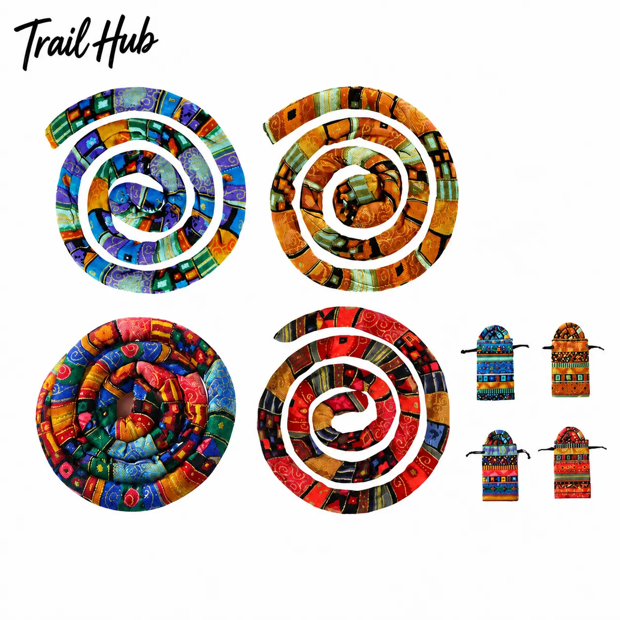 2-Pack Bendable Spiral Hair Ties with Integrated Flexible Wire Core – Reusable Protective Wraps for Dreadlocks, Braids, Coily & Thick Curly Hair – Scalp-Friendly, Secure All-Day Hold, TikTok-Viral Styling Essential for Natural Hair Care