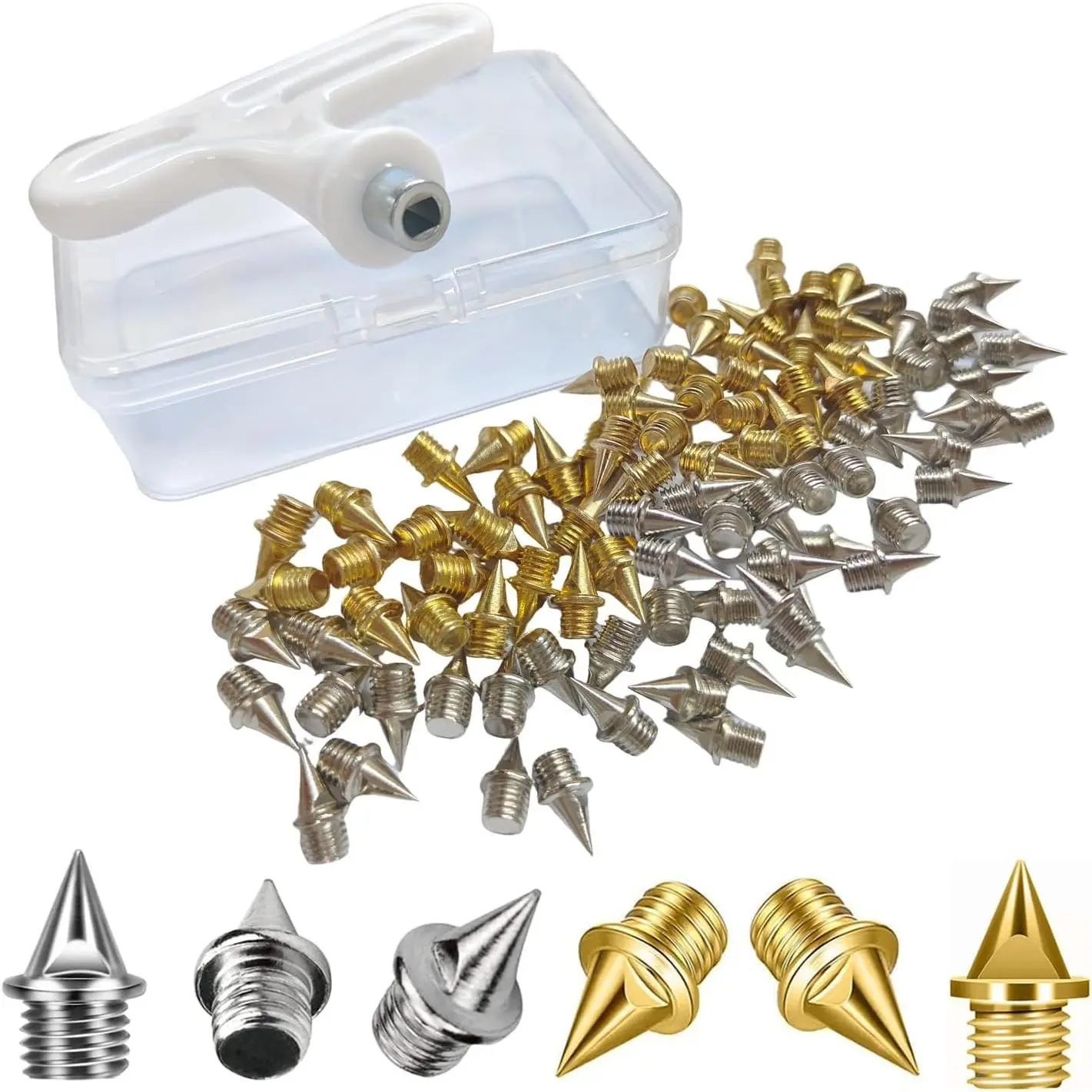 1/4 Inch Pyramid Shaped Steel Track Spikes Replacement for Worn Spikes, Fit Sprint Cross Country Most Running Shoes, Instantly Restores Running Shoe Grip