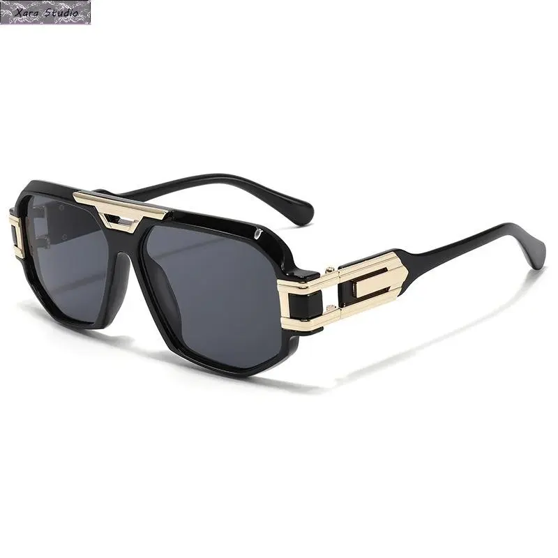 Y2K Retro Sunglasses for Men - Black Frame with Black and Gray Sheet, Modern Vintage UV-Protective Fashion Eyewear, Streetwear Shades for Travel & Daily Style, Black Frame Black And Gray Sheet