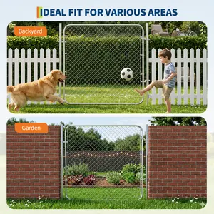 GAOMON Adjustable Galvanized Steel Chain Link Fence Gate – Durable Outdoor Security Entry, Easy DIY Installation, Rust-Resistant, for Garden, Backyard, Farm, Pet Enclosure – Multiple Sizes Available