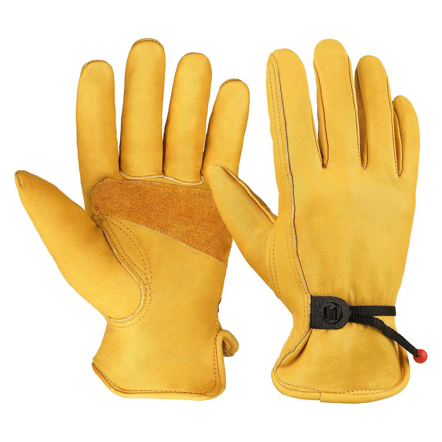 Touch screen gardening garden gloves stab-resistant wear-resistant outdoor camping protective cowhide gloves welder labor insurance gloves