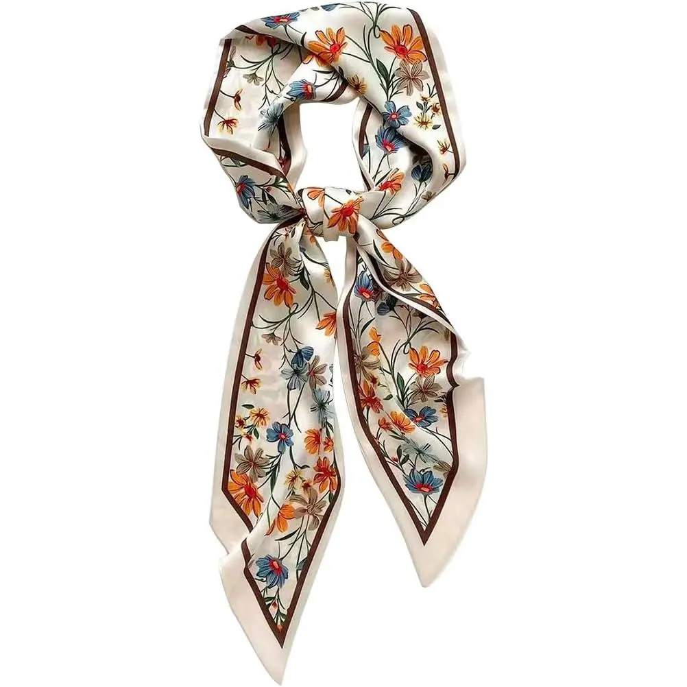 Silk Feeling Head Scarf Fashion Satin Hair Scarf Square Long Scarves for Women Gifts