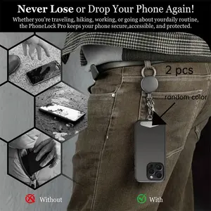 2 Pcs Retractable Phone Lanyard, Thick Metal Anti-Theft Phone Strap with Waist Clip and Carabiner, Universal Hook, Secure & Durable