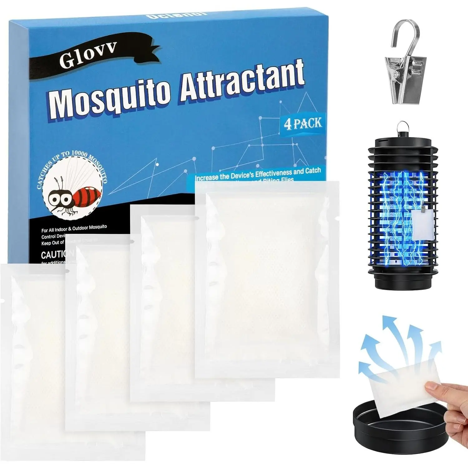 4 Pack Mosquito Attractant Bait Refill Cartridge, Mosquito Lure Biting for Bug Zapper & Fly Traps Enhances Catch Rates, Compatible with All Mosquitoes Trap Outdoor IndoorGift.