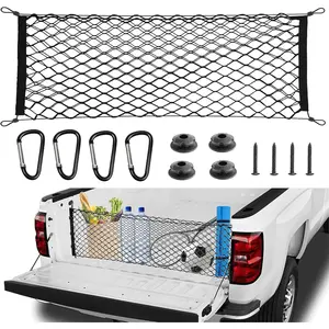 Truck Bed Cargo Net for Pickup Truck Bed - Premium Truck Bed Net for Trunk Organizers and Storage - Trunk Mesh Cargo Net