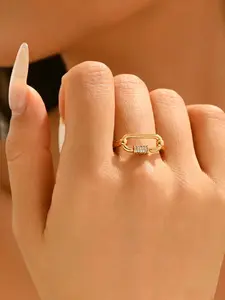 Geometric Paperclip Design Ring, Elegant Couple and Friend Gift, Perfect for Parties and Weddings, Stylish Jewelry for Special Occasions