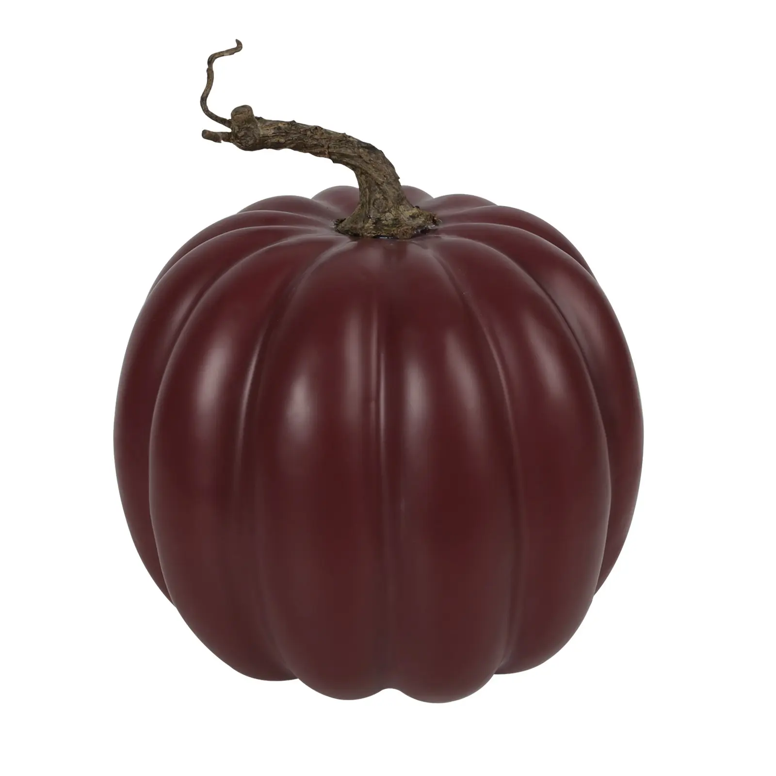 Matte Wine Fake Pumpkin Decor, Vintage Large Pumpkin with Realistic Vine Handle, Thanksgiving Fall Table Fireplace Autumn Decoration Props