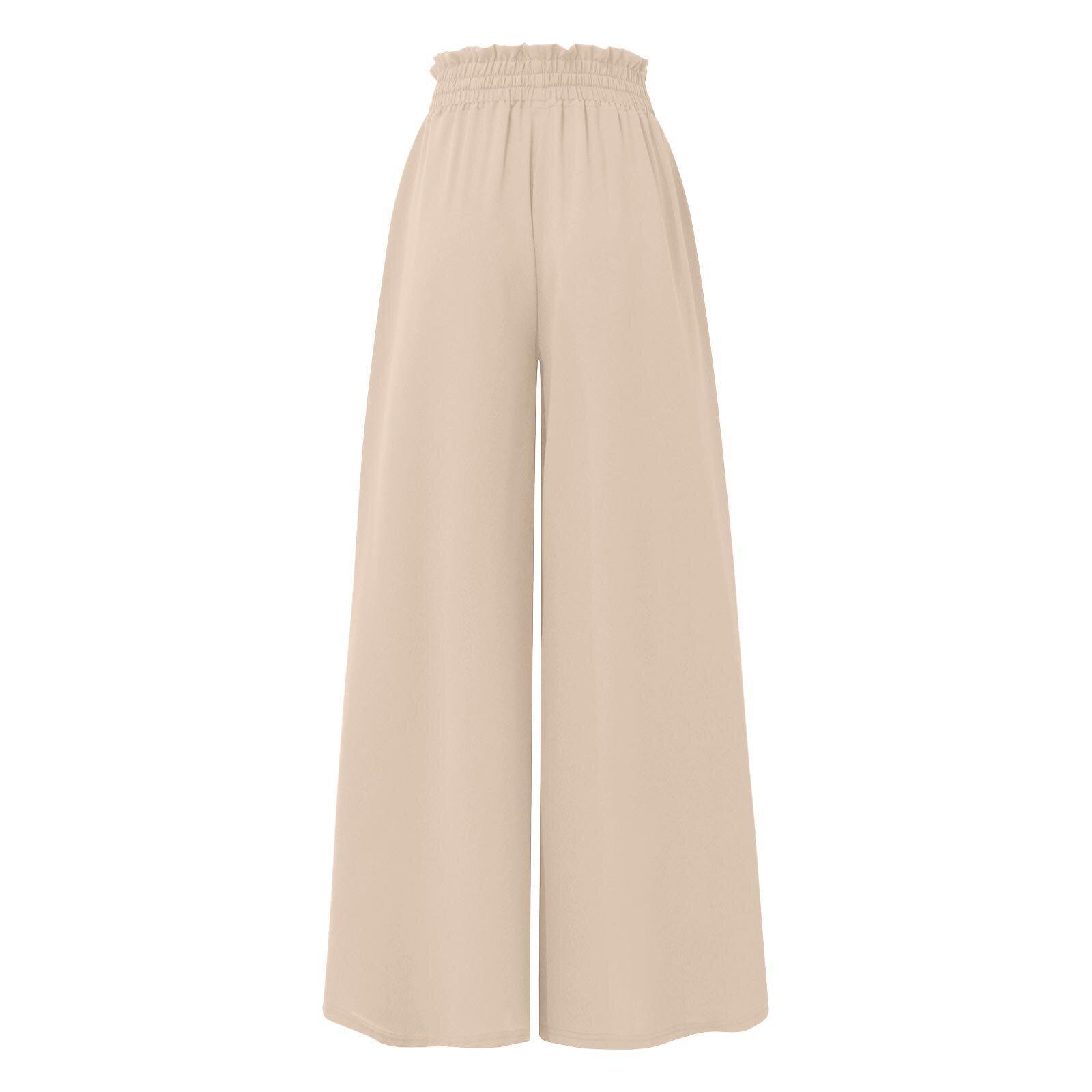 Women's new summer wide-leg long pants with elastic waistband, high-waisted long skirt-pants for women, suitable for beach vacations and commuting