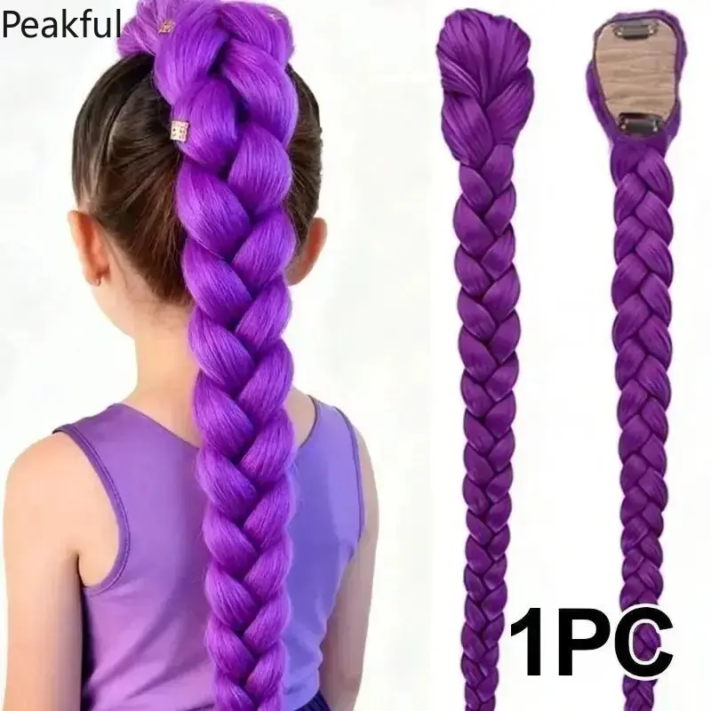 26 Inch Long Box Braided Wig, Heat Resistant Synthetic Fiber for Y2K Cosplay, Breathable Festival Hair for Women & Kids, Perfect for Anime & Costume Parties
