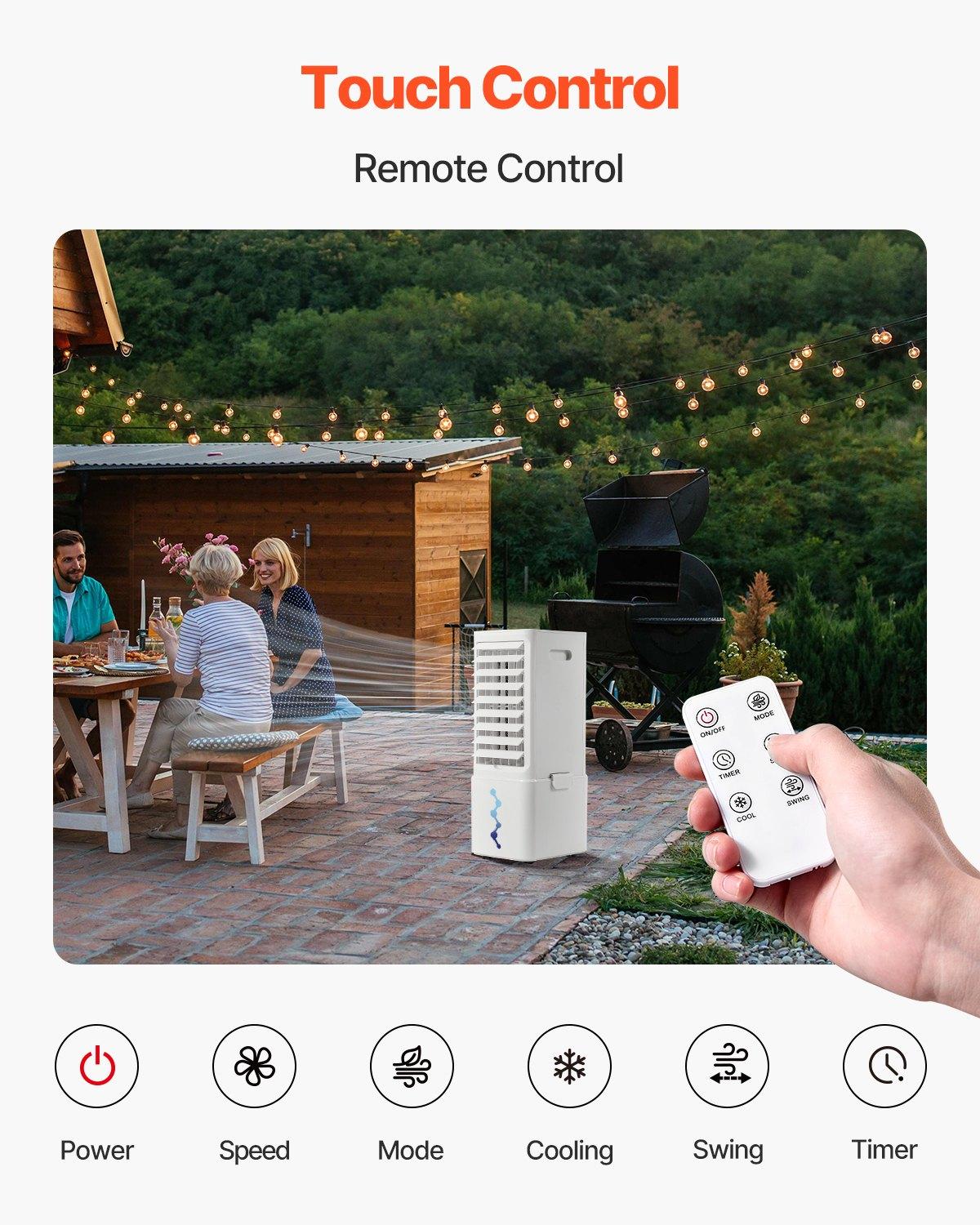 VEVOR Portable Air Conditioner, 9L 550 CFM Swamp Cooler Air Conditioner with 12H Timer & Remote Control, 3-Speed Evaporative Air Cooler with 2 Ice Boxes, Quiet & Movable, Ideal for Outdoor Indoor Use VEVOR Portable Air Conditioner, 9L 550 CFM Swamp Cooler Air Conditioner with 12H Timer & Remote Control, 3-Speed Evaporative Air Cooler with 2 Ice Boxes, Quiet & Movable, Ideal for Outdoor Indoor Use