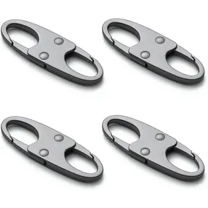 zelin Anti Theft Zipper Clips Double Opening Small Carabiner Clips, 4Pcs Elegant Zinc Alloy Zipper Pull Replacement for Travel, Commuting and Camping (Space Grey)