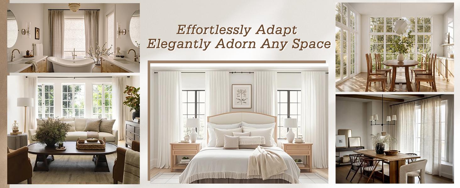 Linen Curtains 96 Inches Long for Living Room 2 Panels Back Tab Modern Farmhouse Light Filtering Soft Linen Draperies Privacy Boho Long Curtains for Bedroom Dining Ivory Cream W52 x L96