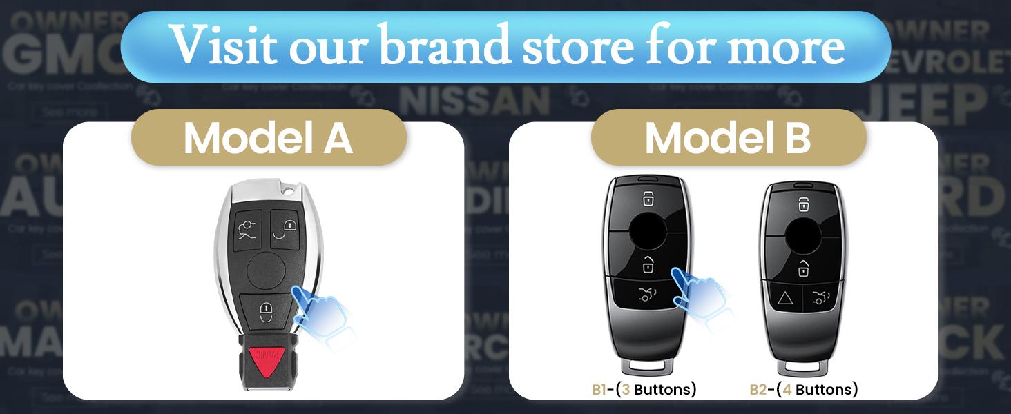 for Mercedes Key Fob Cover with Metal Braided Rope Keychain, Upgraded Soft Case for Benz GLC GLE GLA GLB GLS AMG A G Class (4 Buttons) Shell (Gold Edge, B2)