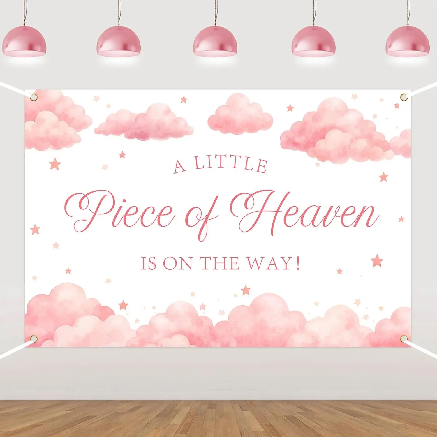 Lightweight Cute Festive Pink Clouds Backdrop Banner, 5x3ft Photography Background for Girls' Baby Shower Party Supplies, Cute Festive Backdrops & Banners
