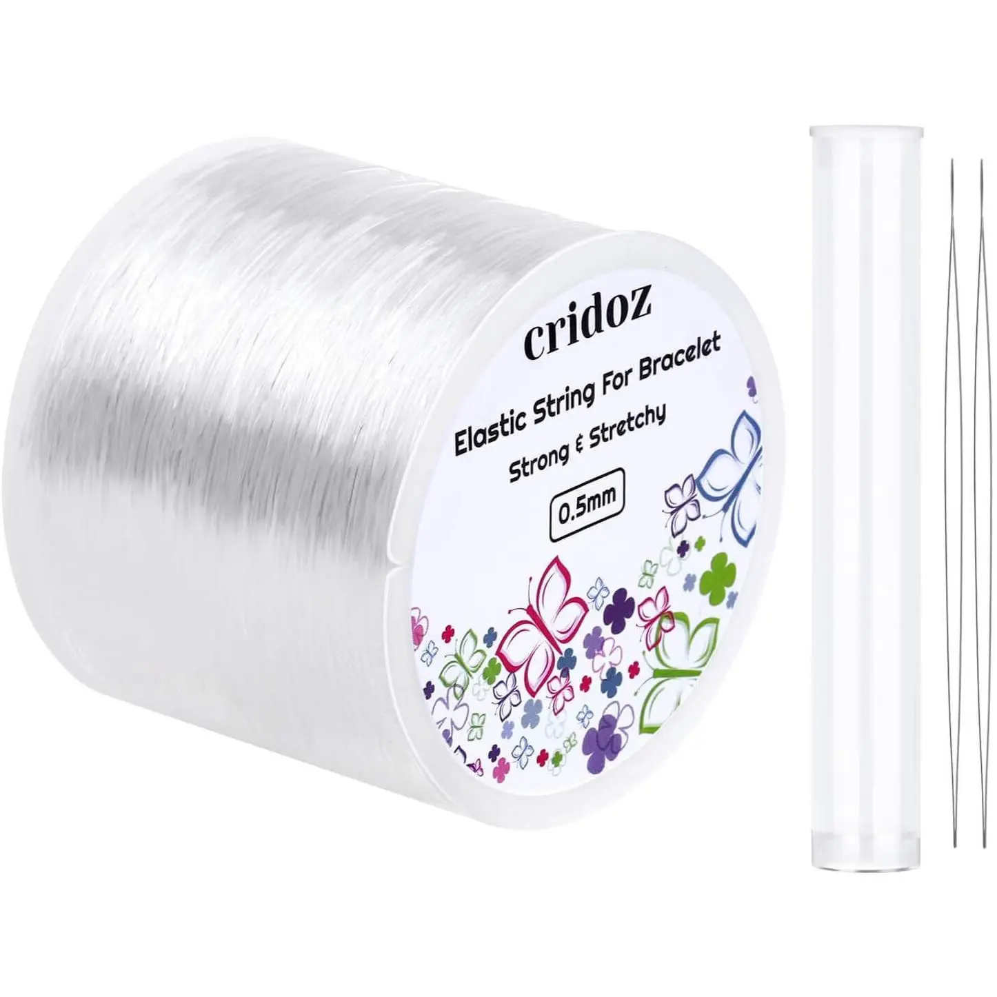 Stretchy String for Bracelets,  0.5mm Clear Elastic String Stretch Cord Bracelet String with 2 count Beading  for Seed Beads, Pony Beads, Bracelets and  Making
