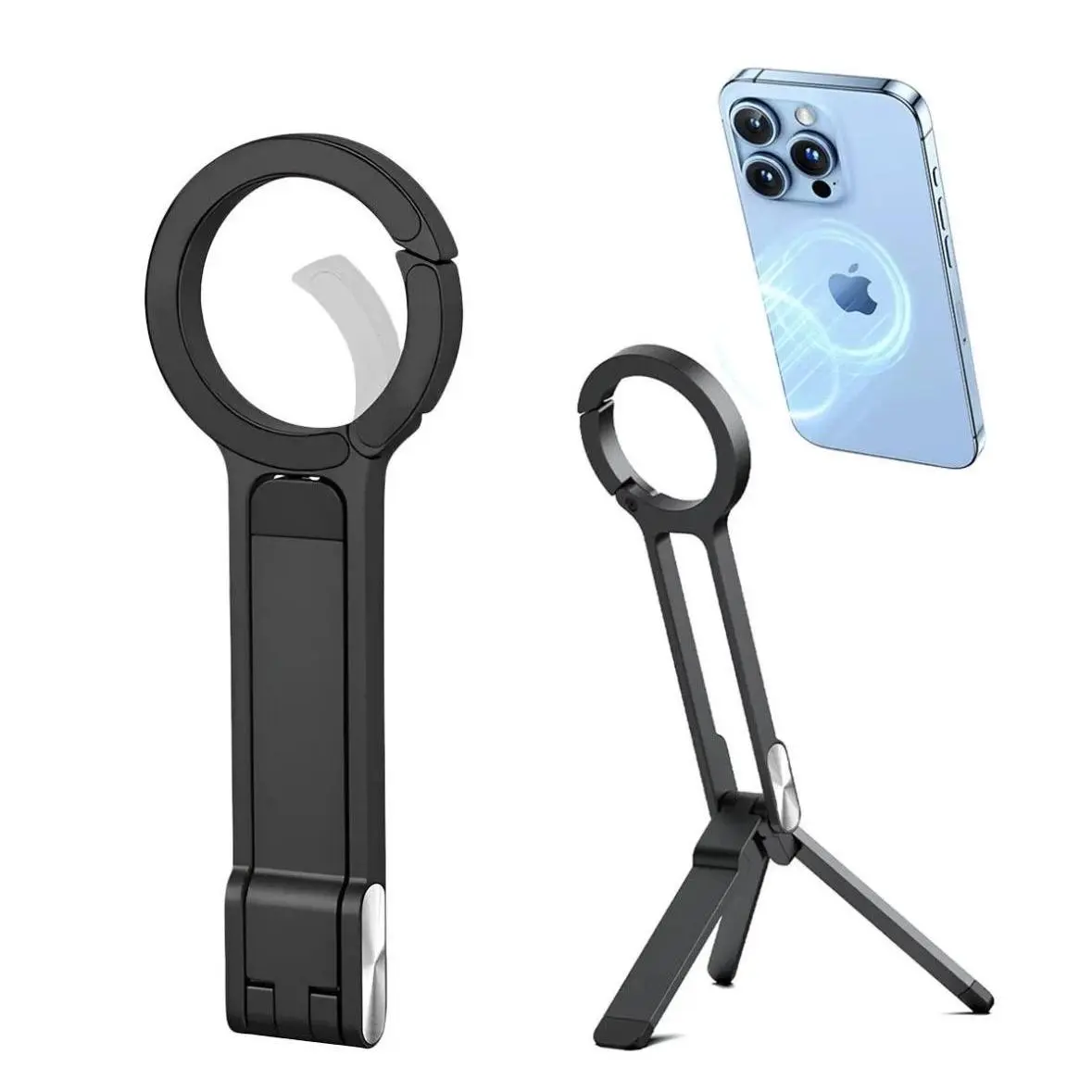 Magnetic Mobile Phone Tripod Stand - Aluminum Folding Pocket Cellphone Mount, Dual-Sided Magnet Quick Attach, Magsafe Compatible with iPhone 17/16/15/14/13/12 (Electronics Accessories)
