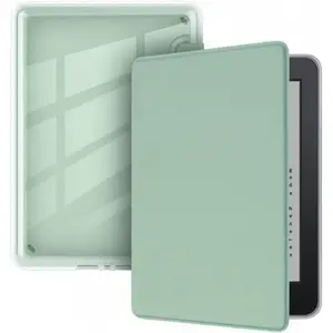 T Tersely Clear Back Slimshell Leather Case for 7" All-New Kindle Paperwhite 12th 2024 or Kindle Colorsoft 2025 1st Signature Edition, Transparent Shockproof Magnetic Shell Cover - Matcha