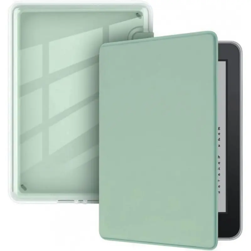T Tersely Clear Back Slimshell Leather Case for 7" All-New Kindle Paperwhite 12th 2024 or Kindle Colorsoft 2025 1st Signature Edition, Transparent Shockproof Magnetic Shell Cover - Matcha
