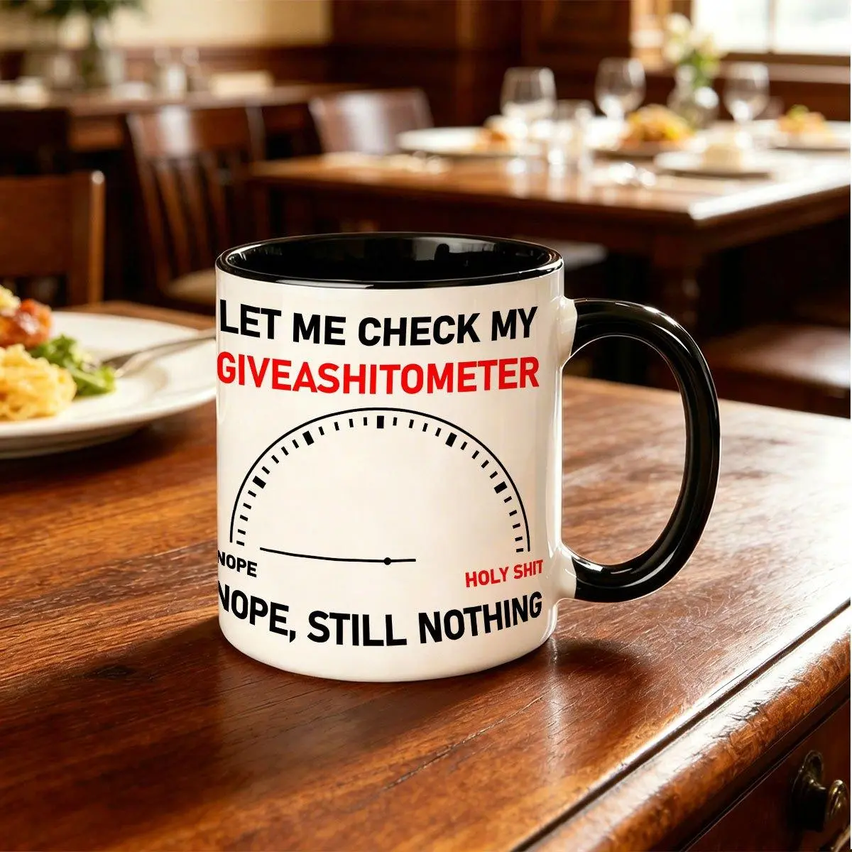 1pc 11Oz Coffee Mug with Let Me Check My Giveashitometer Funny Sarcastic Novelty Design - Dishwasher Safe Reusable Humor Cup for Home, Office, Restaurants, Funny Coffee Mugs, Restaurant Tableware