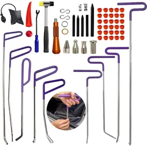 59 count Paintless Dent Rods Repair Tools with Knock Down Pens,Red Soft Caps,Red Wedge and ,Suitable Removal Hail ,Dings and  for   Dent Repair