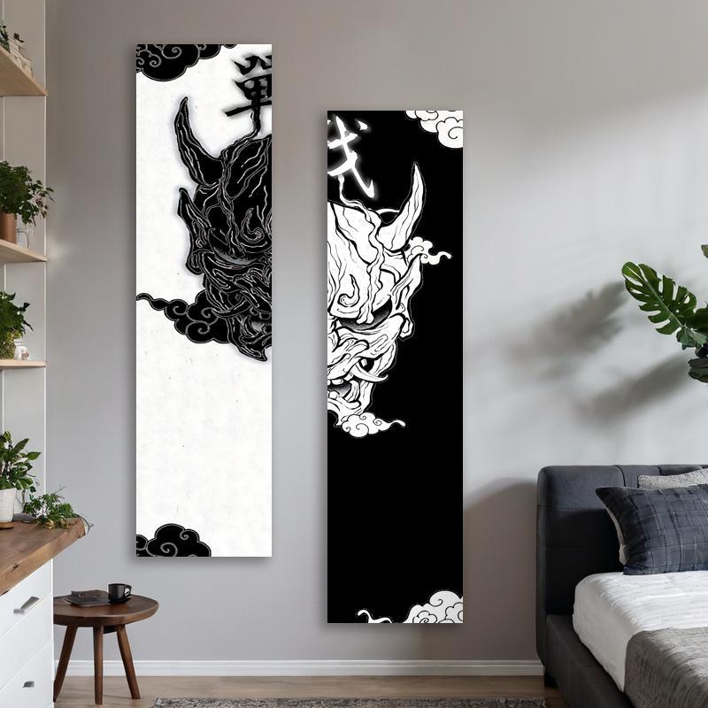 Japanese Style Dragon Pattern Tapestry, 2 Counts/set Modern Art Tapestry, Wall Hanging Decor for Home Living Room Bedroom Study Room, Tapestry Wall Mural
